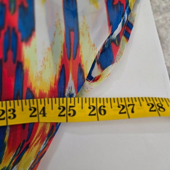 Bisou Bisou Michele Bohbot Multicolor Vneck Open Sleeve Lined Dress Sz 16 - Picture 12 of 13